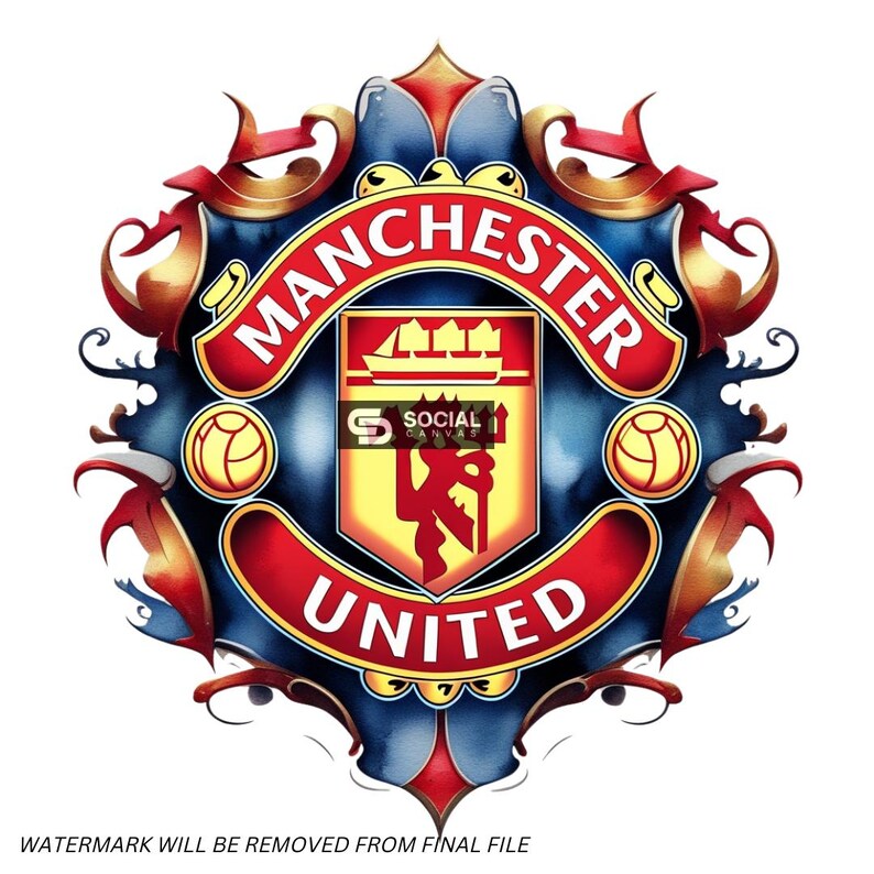 Manchester United-Inspired Watercolor Footballer Digital Art | Soccer Player Artwork | Sports Print-on-Demand File - Social Canvas